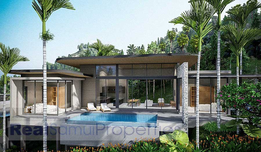 New Contemporary 3-Bed Garden Pool Estate Villas, Maenam